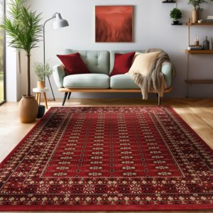 SIMPEX Tapis Oriental 160x230 cm Rouge, Tapis Facile d'entretien avec Motif Oriental, Choix Raffiné pour Chambre d'amis ou Salon