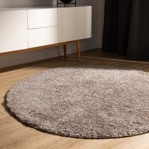 benuta Basic Tapis Poil Long Sohari - Taupe 80 cm Rond, Lavable, Minimaliste