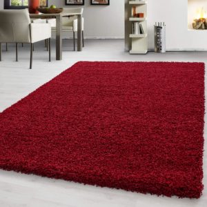 Teppium Tapis Salon Moderne Adulte Rouge 80 x 250 cm, Shaggy Poil Long Moelleux et Doux